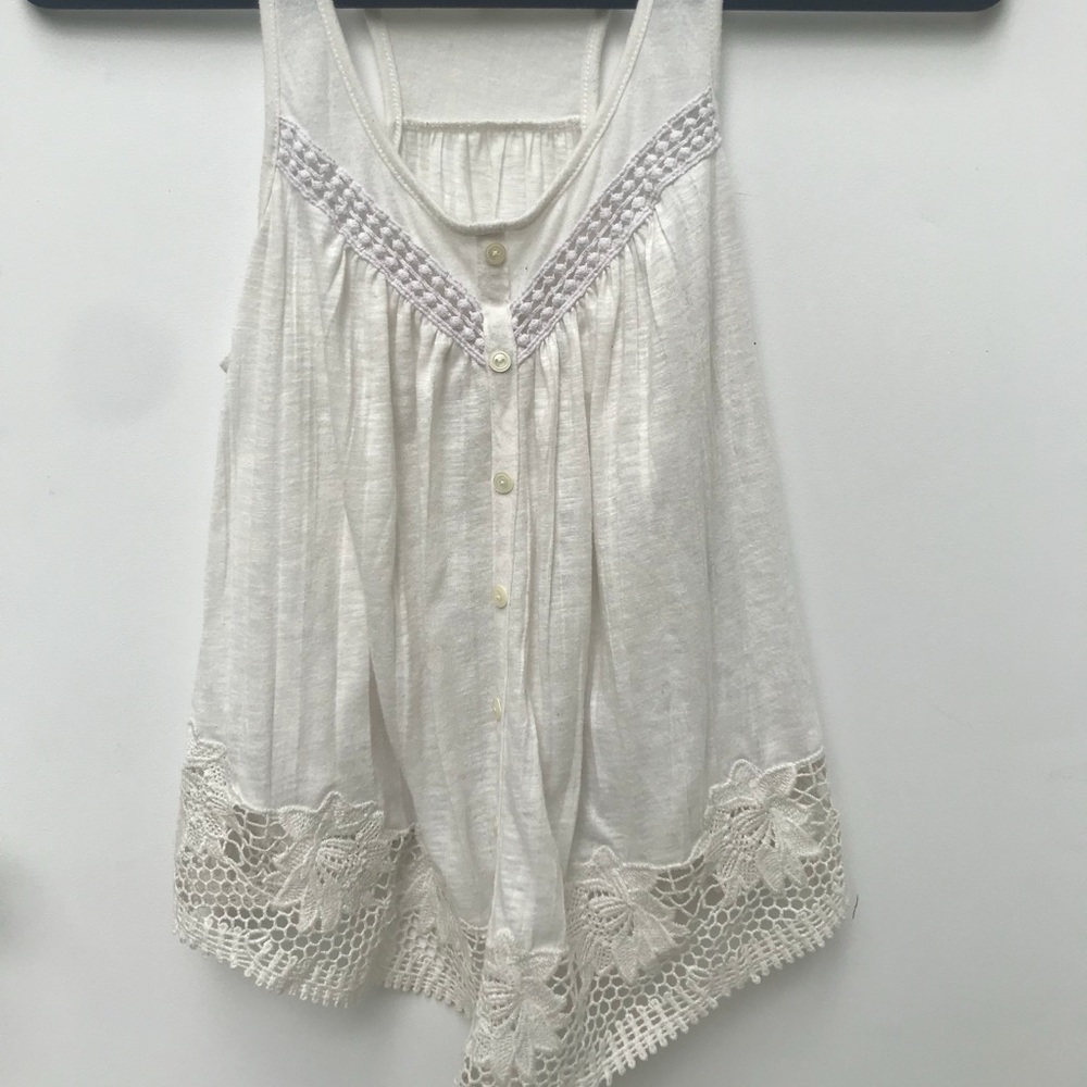 White lace button up tank top